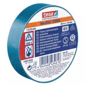 Taśma elektroizolacyjna 5000V PVC 20m 19mm niebieska 53988‑00036‑00