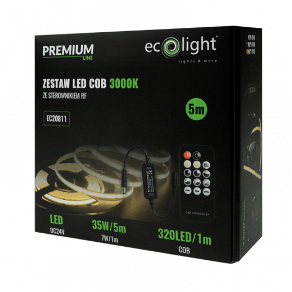 ZESTAW LED 320 COB 24V IP20 3000K /5m/