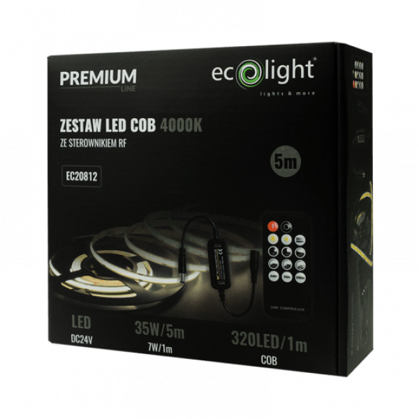 ZESTAW LED 320 COB 24V IP20 4000K /5m/